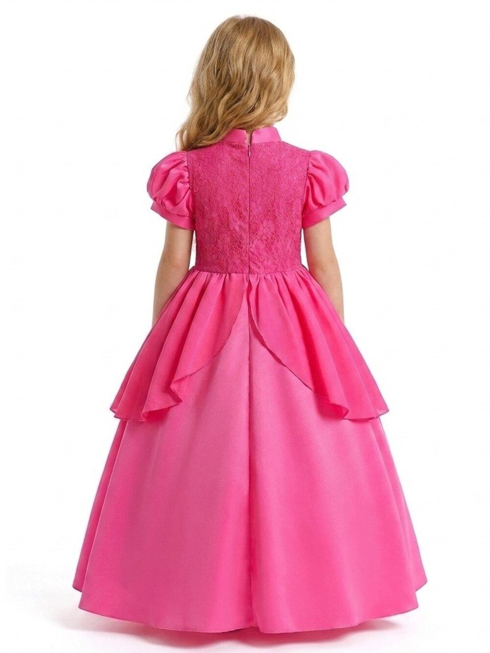 Pink Peach Princess Inspired Dress With Crown Set Girls Party Gown - Picture 2 of 4